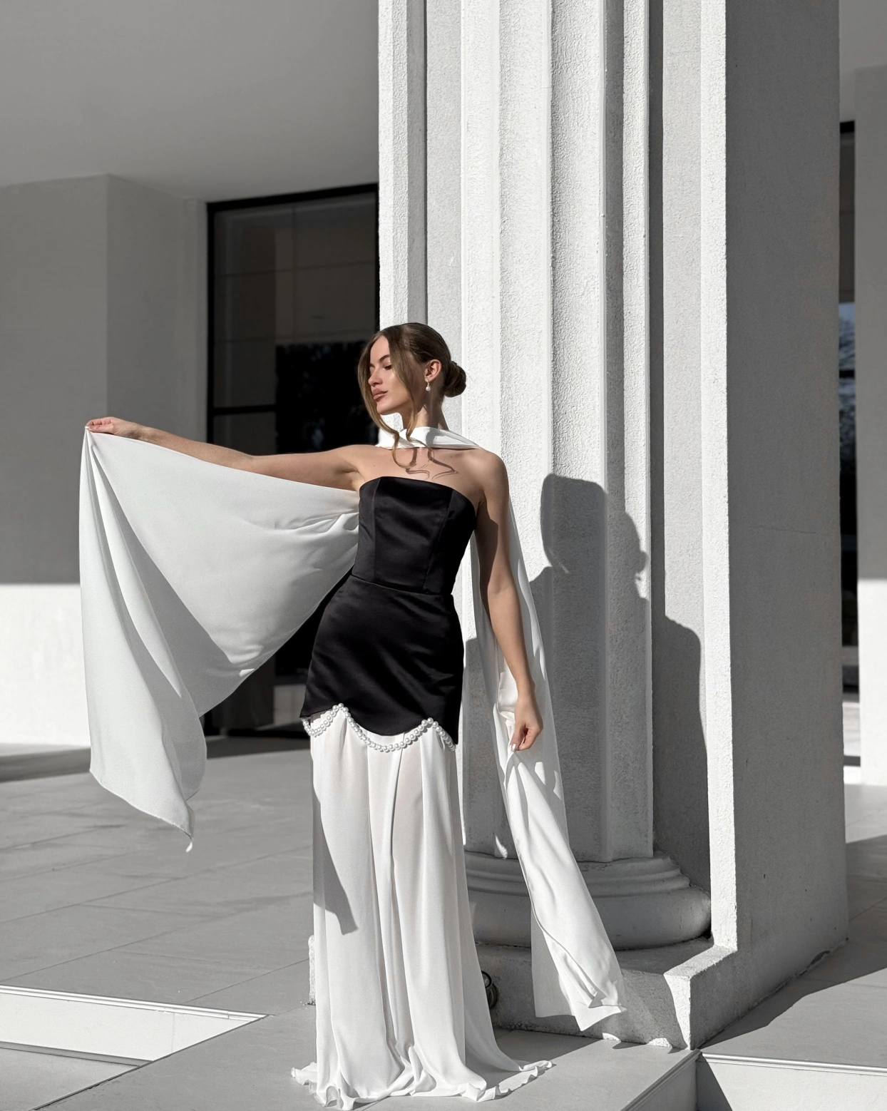 Rochie maxi Tulum top corset cu fusta Alba