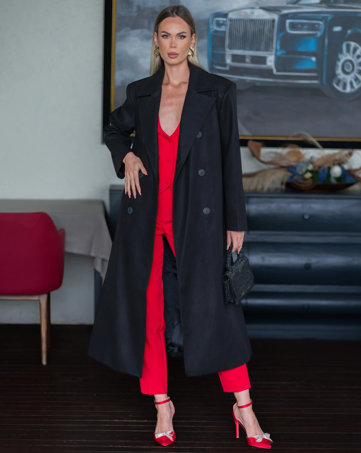 Palton Casual Negru inchidere cu nasturi captusit pe interior Palton Casual Negru inchidere cu nasturi captusit pe interior