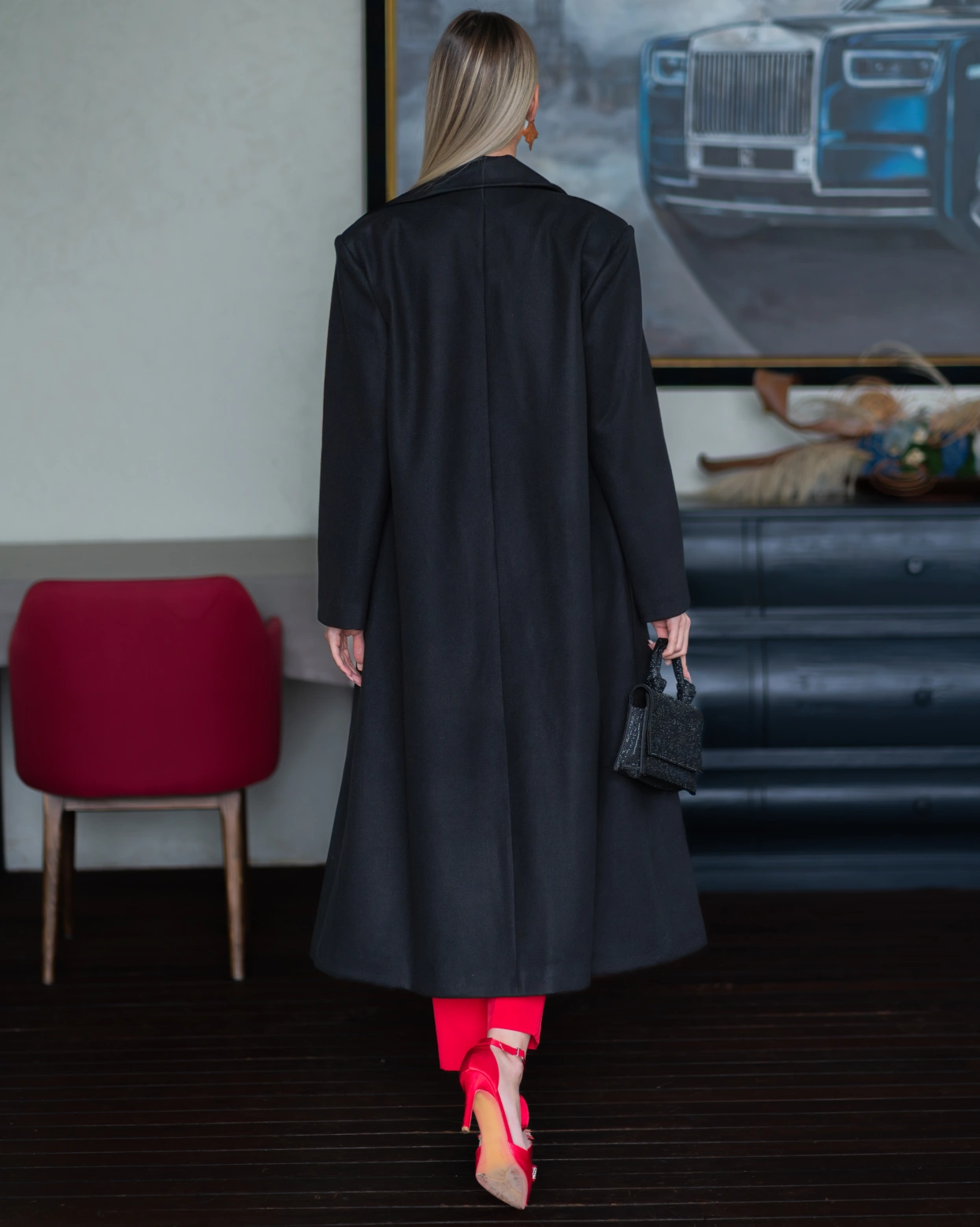 Palton Casual Negru inchidere cu nasturi captusit pe interior Palton Casual Negru inchidere cu nasturi captusit pe interior