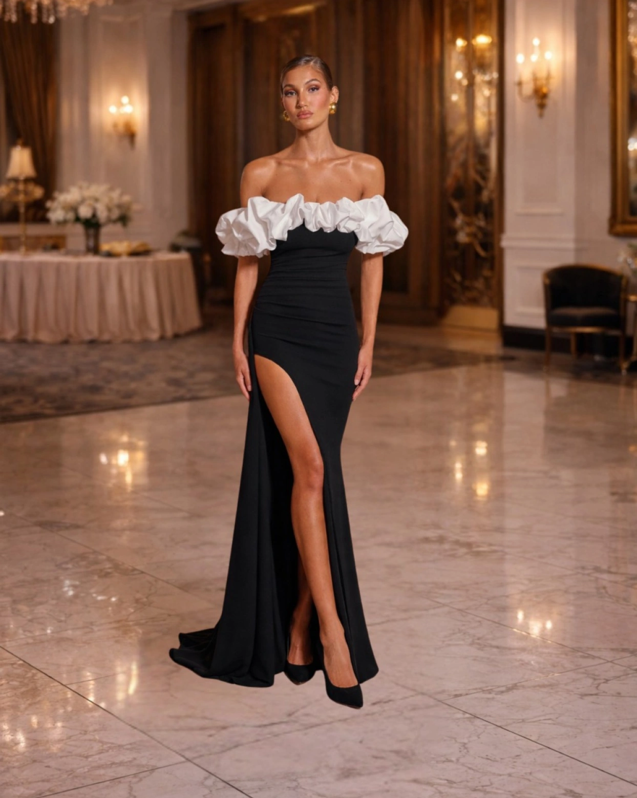 Rochie lunga eleganta Azaleea cu bust accentuat