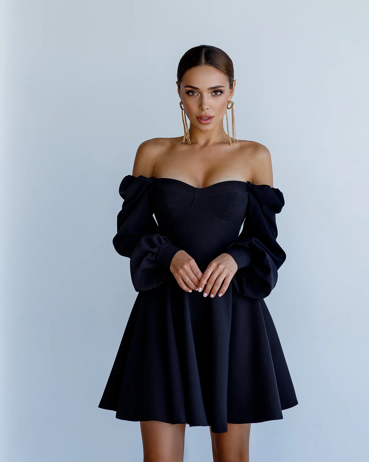 Rochie scurta Kylie Negru cupe corset