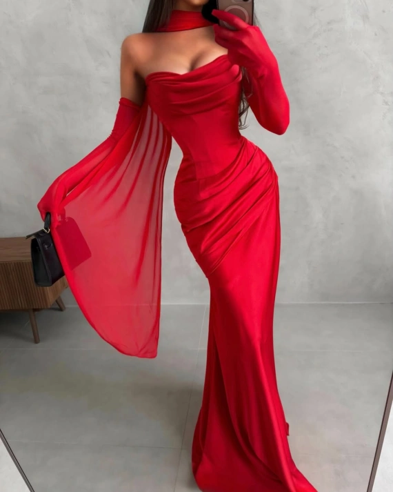 Rochia Timeea Rosu tafta elastica