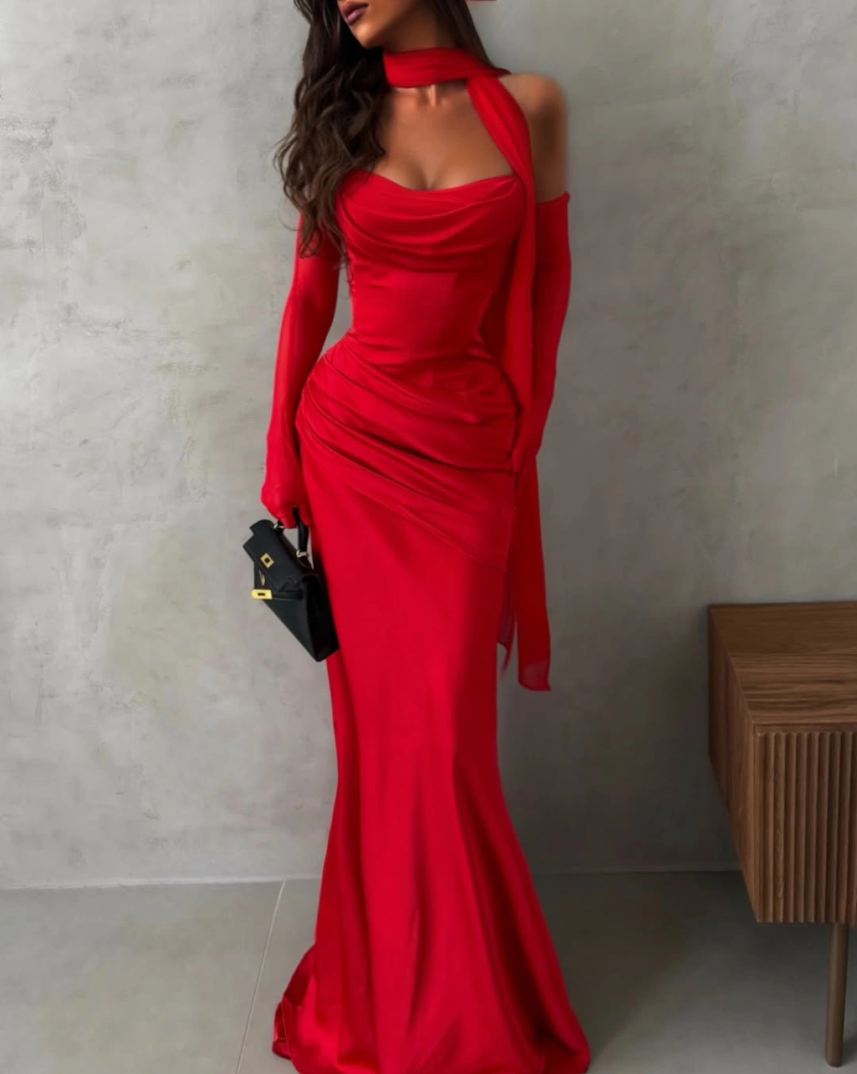 Rochia Timeea Rosu tafta elastica