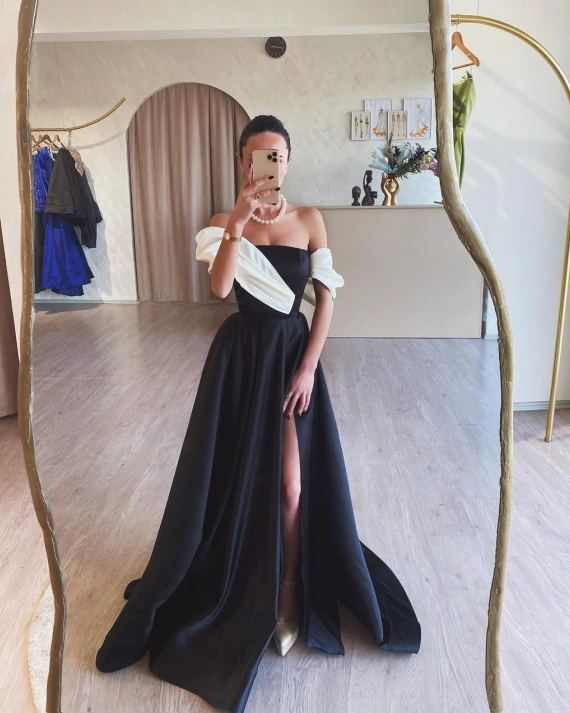 Rochie lunga Alice Negru tafta fixa