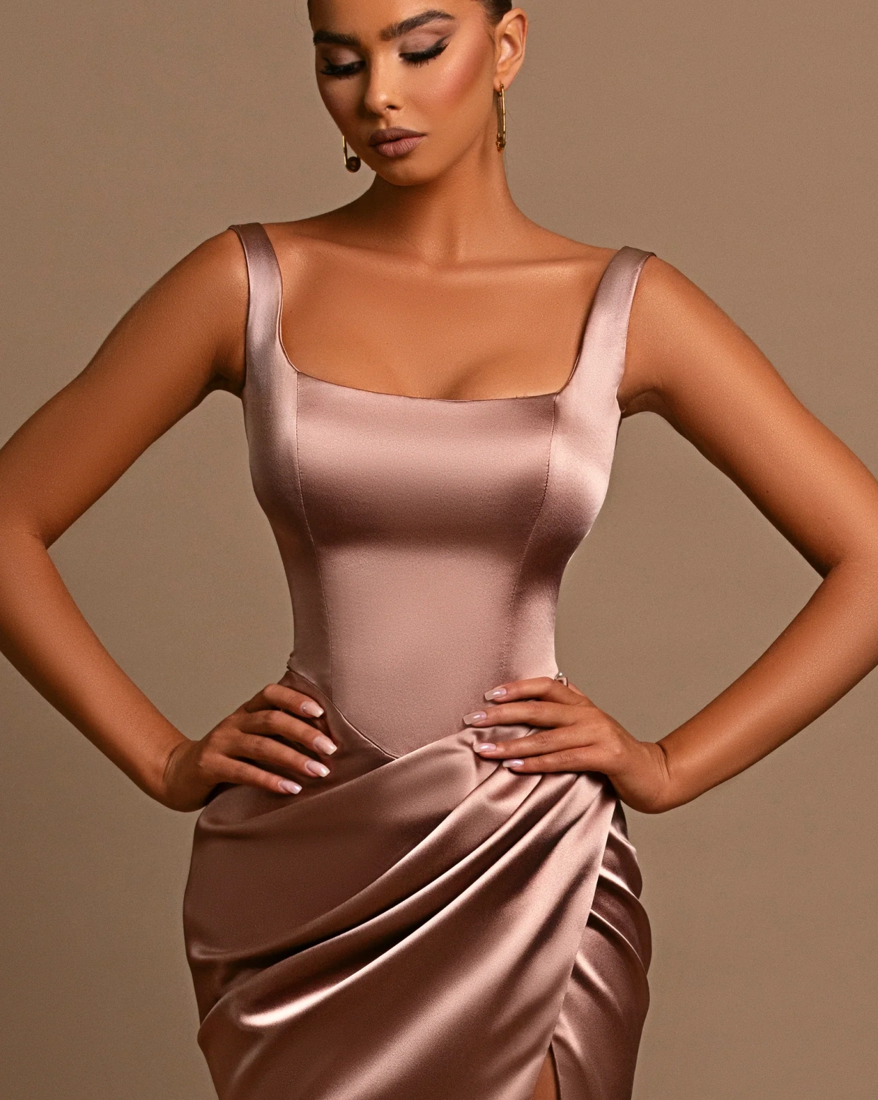 Rochie lunga Mademoiselle Nude tafta elastica