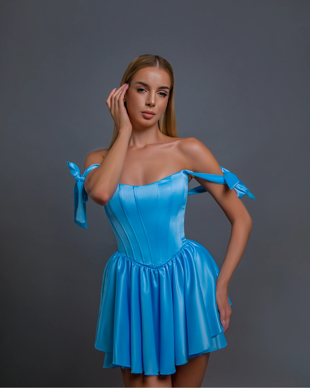 Rochie mini Renee Bleu (fusta pantalon)