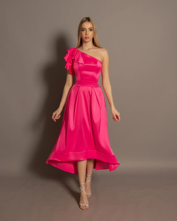 Rochie lunga Sienna Fuchsia tafta