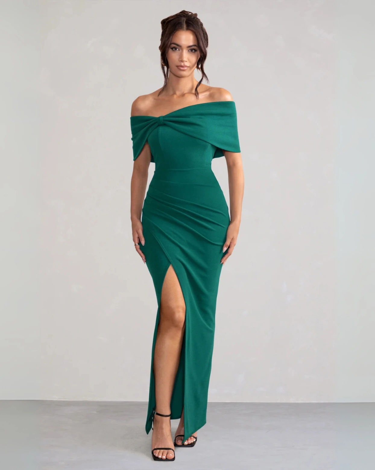 Rochie lunga Celline Verde cambrata 