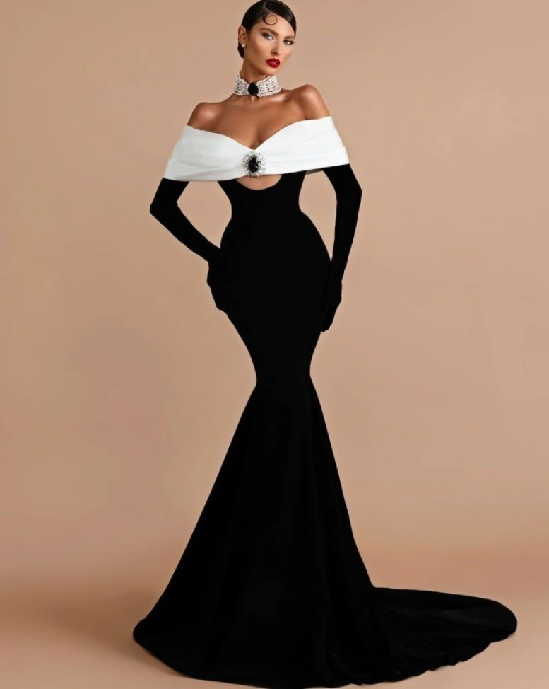 Rochie lunga Layla cupe bust manusi decorative