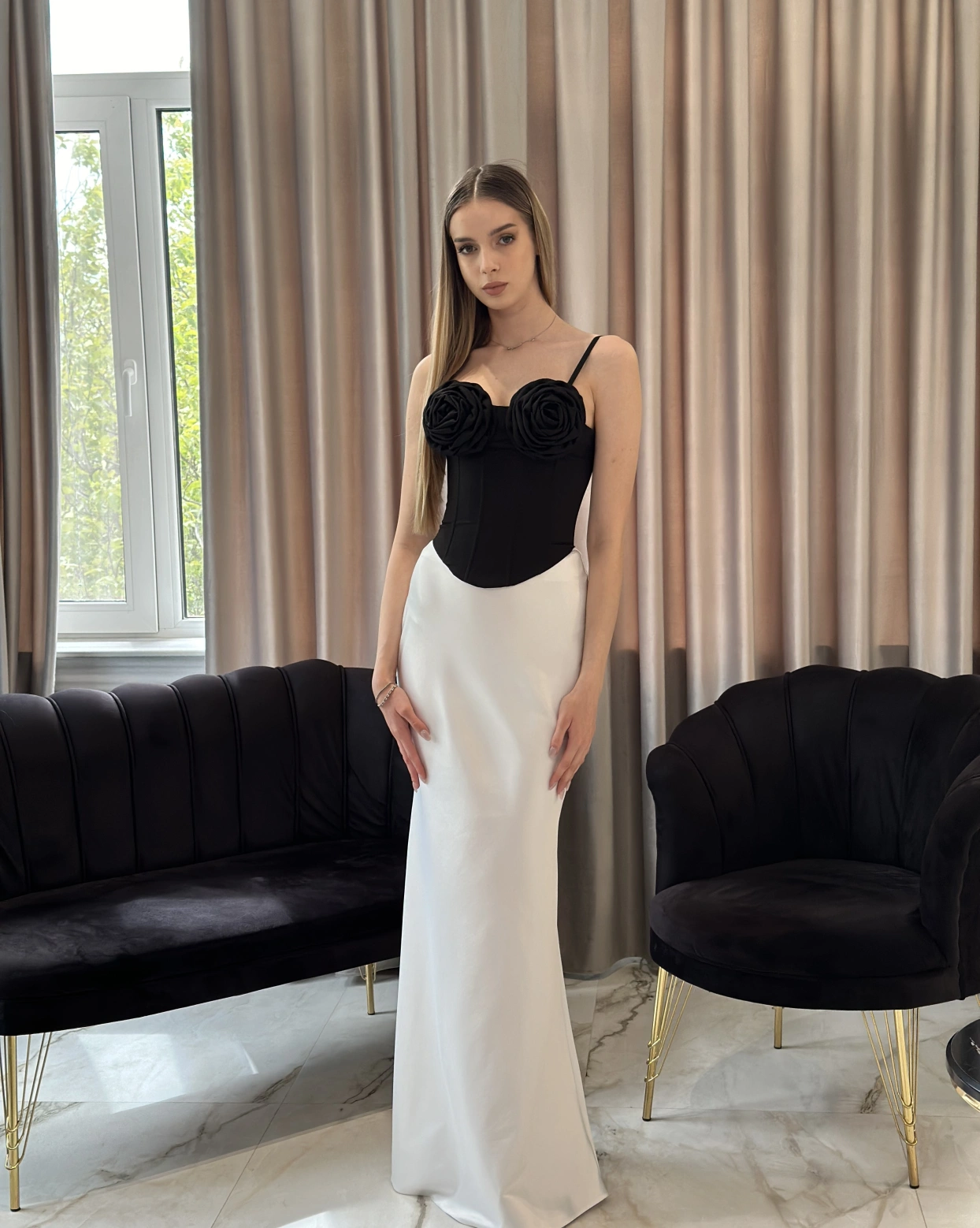 Rosa Corset Top Negru