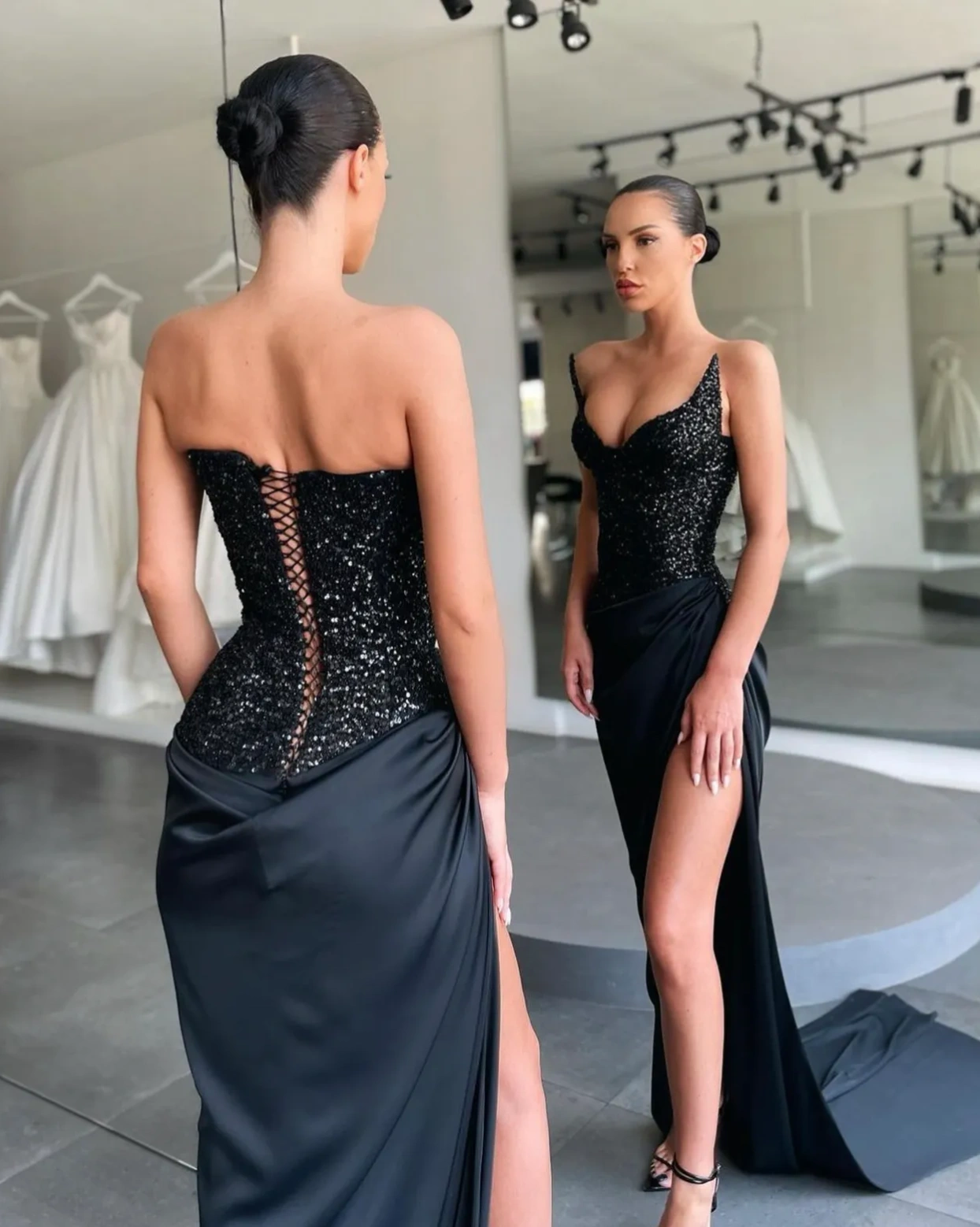 Rochie Moya Negru bust paiete