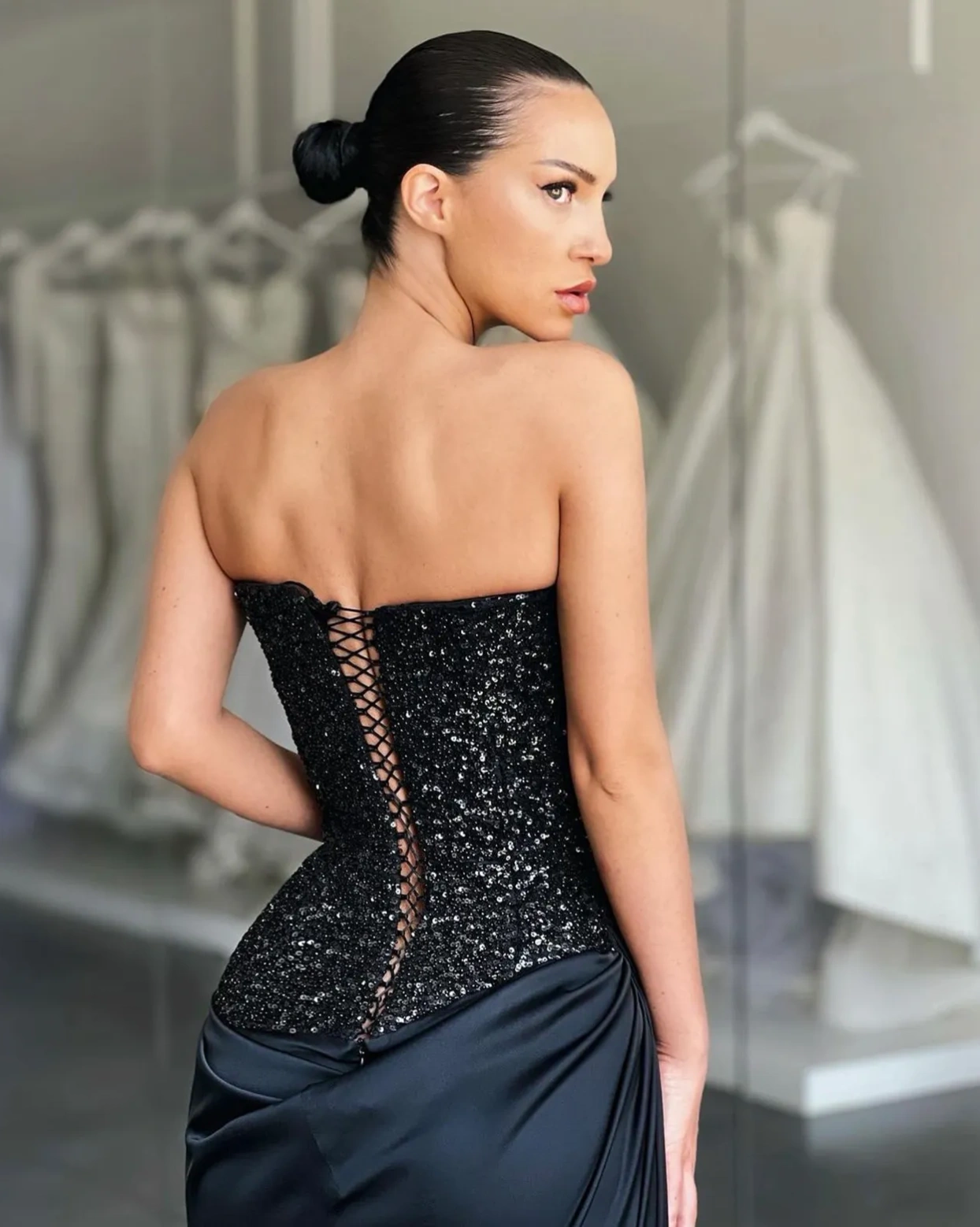 Rochie Moya Negru bust paiete