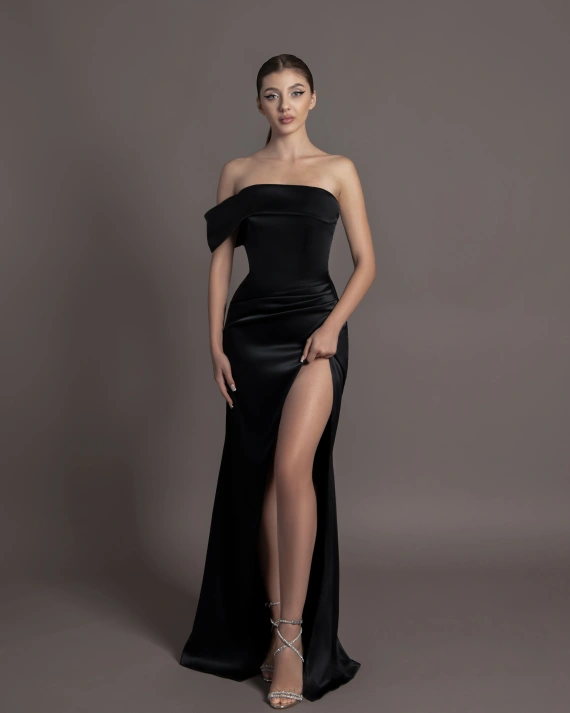 Rochie lunga Zara Negru tafta elastica 