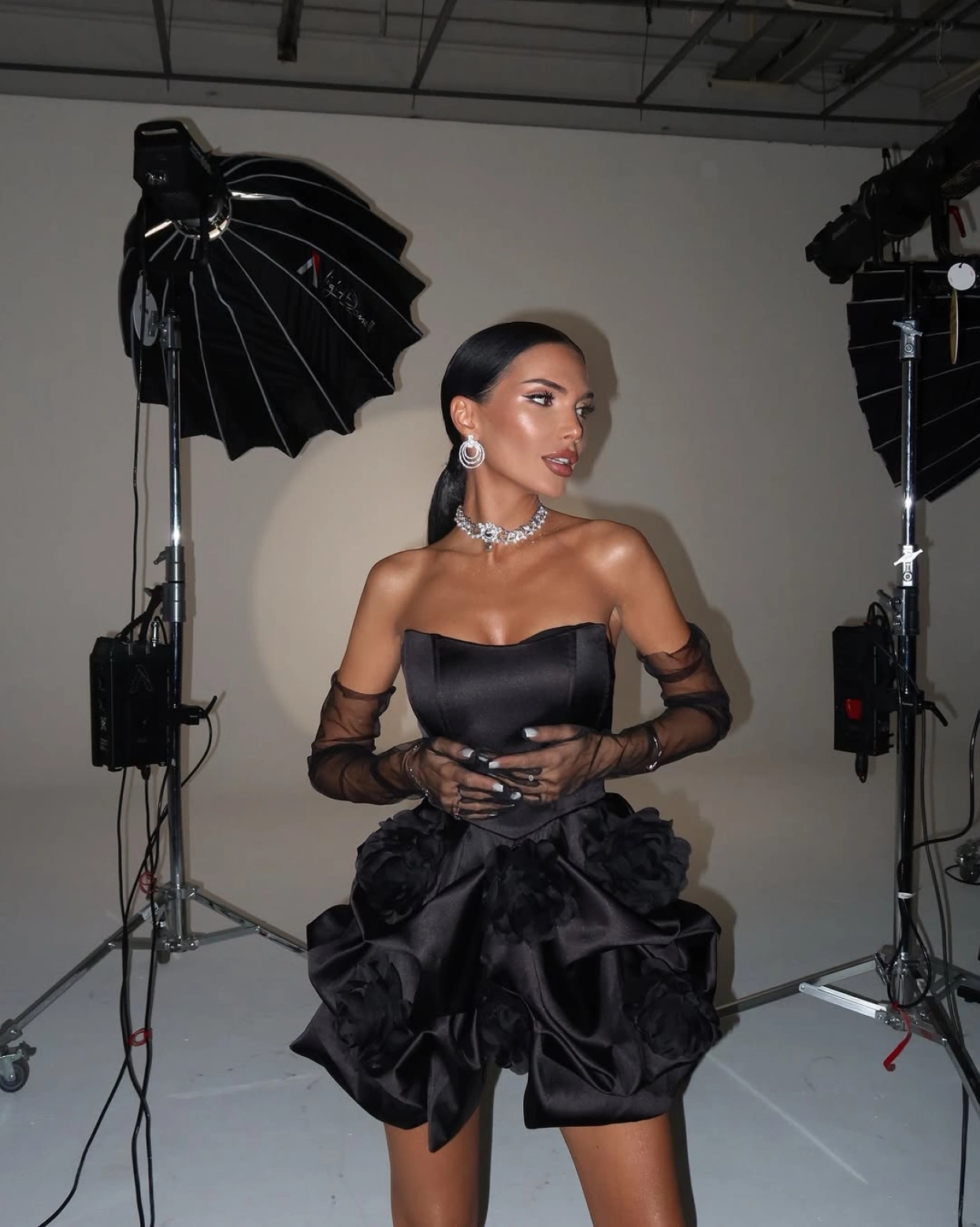 Rochie scurta Amulette Negru cu flori