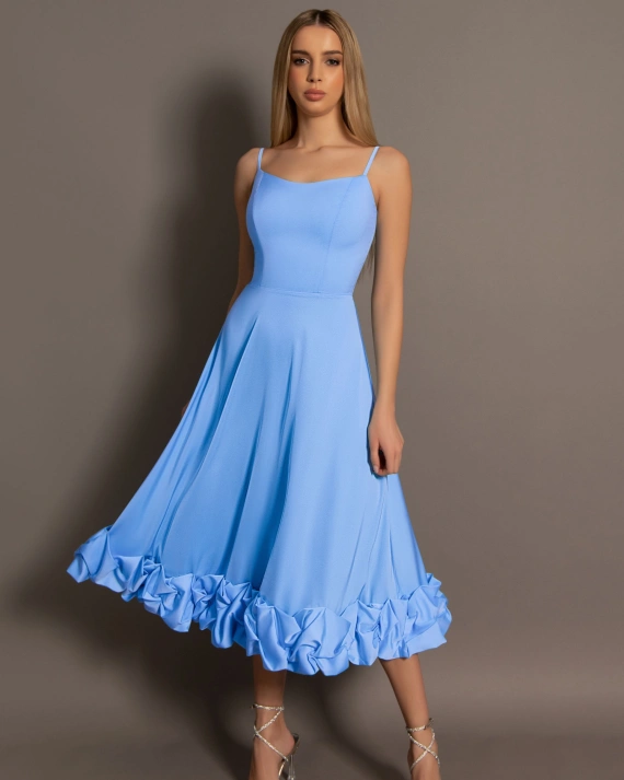 Rochie midi Juliana Bleu bretele corset ajustabile
