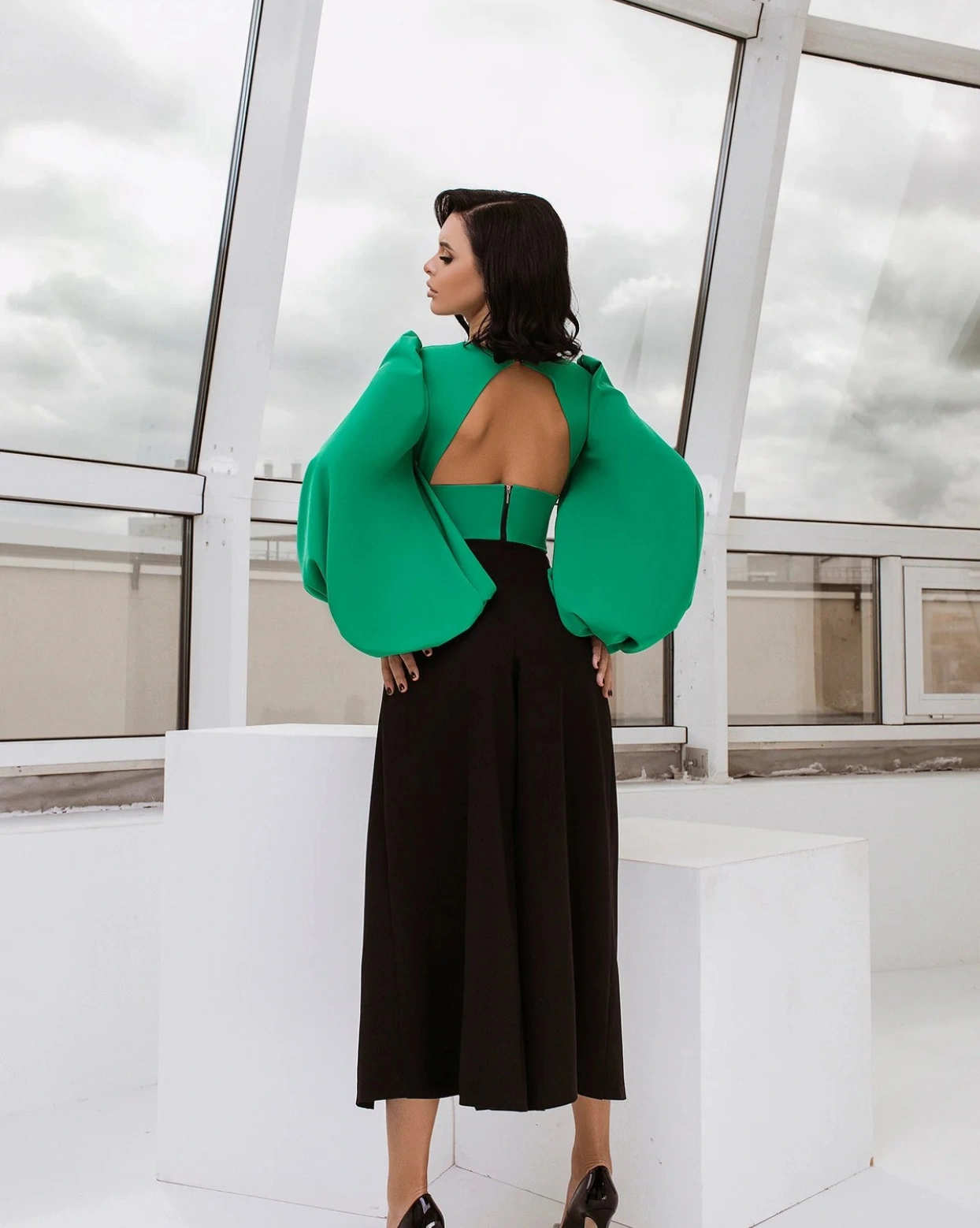 Pantaloni Talie Inalta Maha Negru