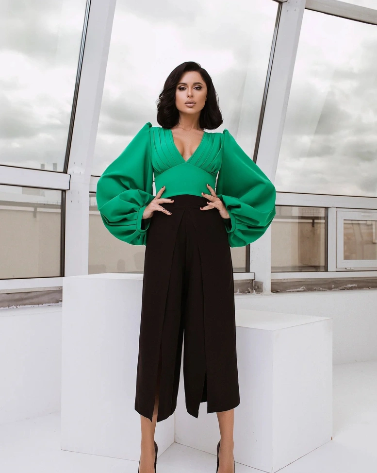 Pantaloni Talie Inalta Maha Negru