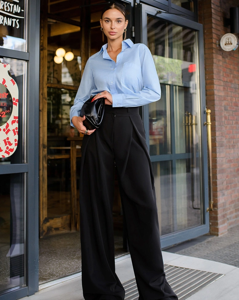 Pantaloni Talie Inalta Vera Negru