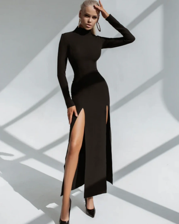 Rochie midi Artemis Negru jersey