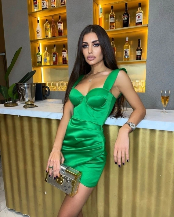 Rochie scurta Show Verde cupe burete