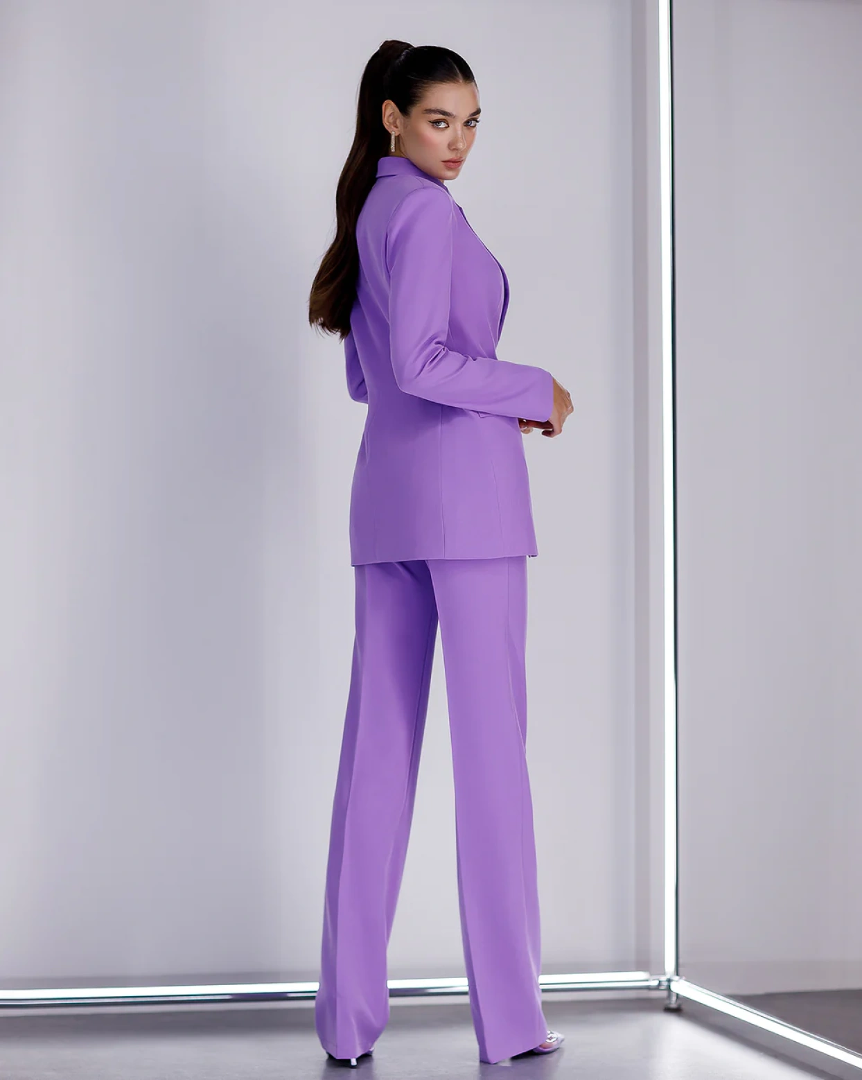 Costum Arya Lila 3 piese sacou vesta pantaloni cu buzunare