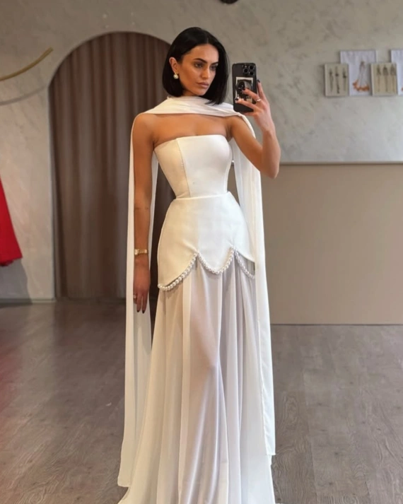 Rochie maxi Tulum top corset cu fusta Alba OUTLET