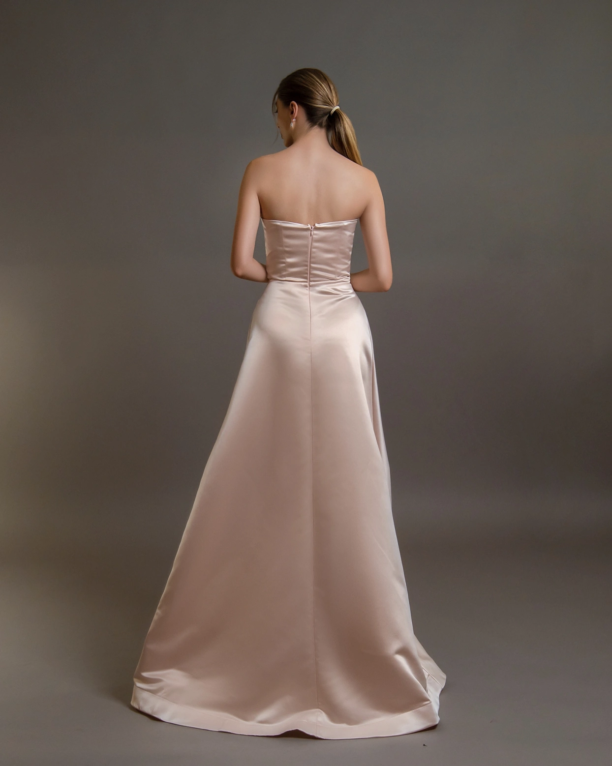 Rochie lunga Maya Crem tafta fixa