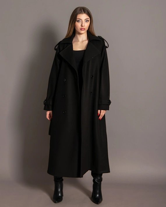 Palton Kevin Negru inchidere cu captusit pe interior
