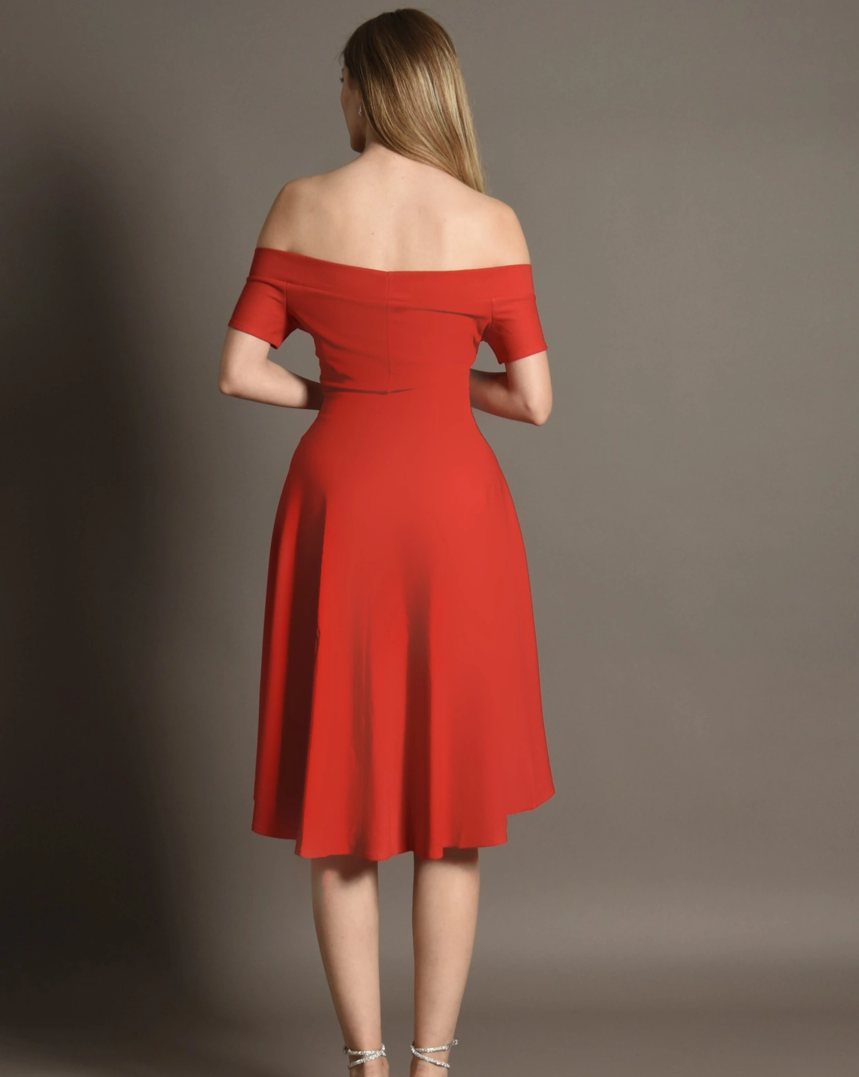 Rochie scurta Axia Rosu stofa trena